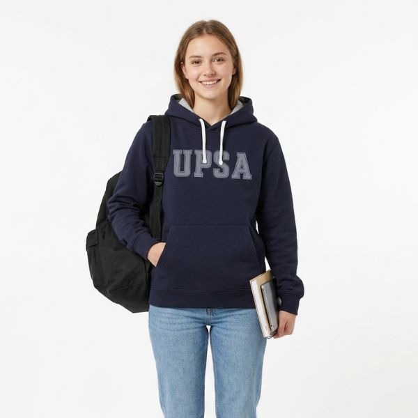 Sudadera azul y gris Universidad Pontificia de Salamanca